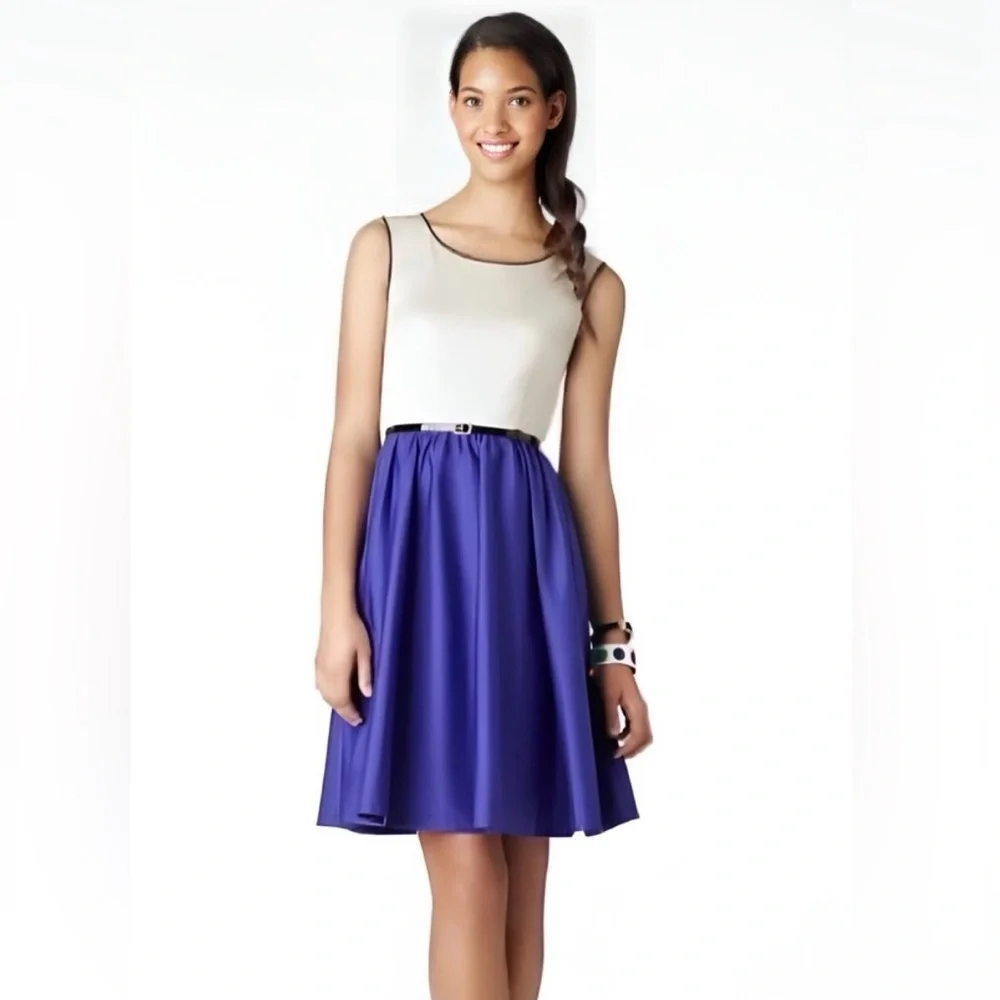 Kate Spade Classic Fit & Flare Dress • Size 8 • Vintage Two-Tone Blue & Cream